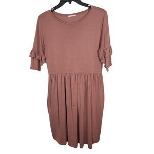 Yellow Chair Ruffle‎ sleeve Dress in Pink Size Medium